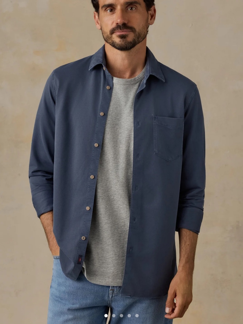 Faherty Mens Costa Pique Shirt Abyss Navy SMALL NWT